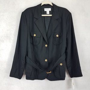 NEW Bloomingdale's 22W Lightweight Button up Blazer Suit Jacket Belted Linen